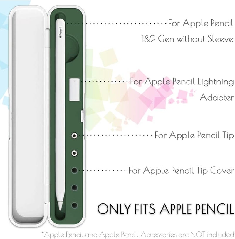 Meowster Carrying Case for Apple Pencil 2nd Gen and 1st Generation - Storage Box with Lid for Apple Pencil - Pen Protective Case for iPad Pencil - Holder Accessories - Shock-Absorption (Olive Green) - Image 2